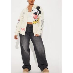 Disney Mickey Mouse Womens Full Zip Hoodie Size Large